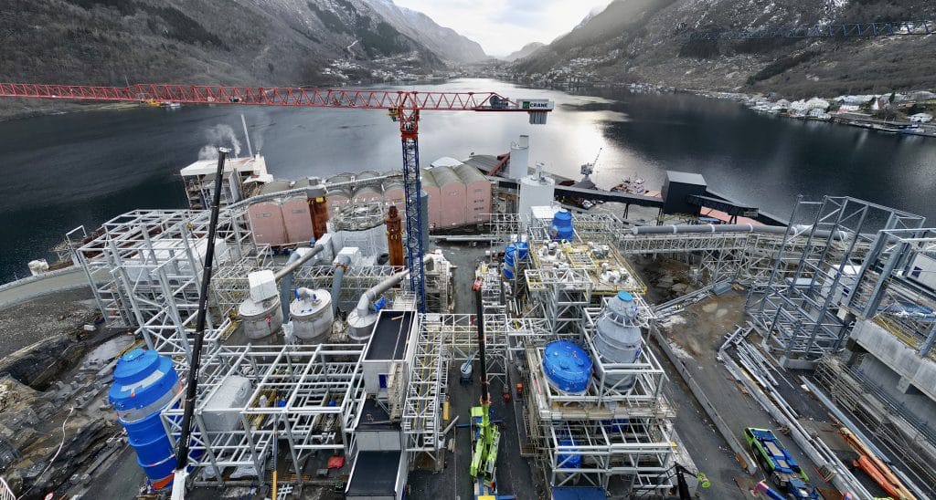 Bau der neuen Zink-Röstung in Odda, Norwegen, Übersicht Baustelle